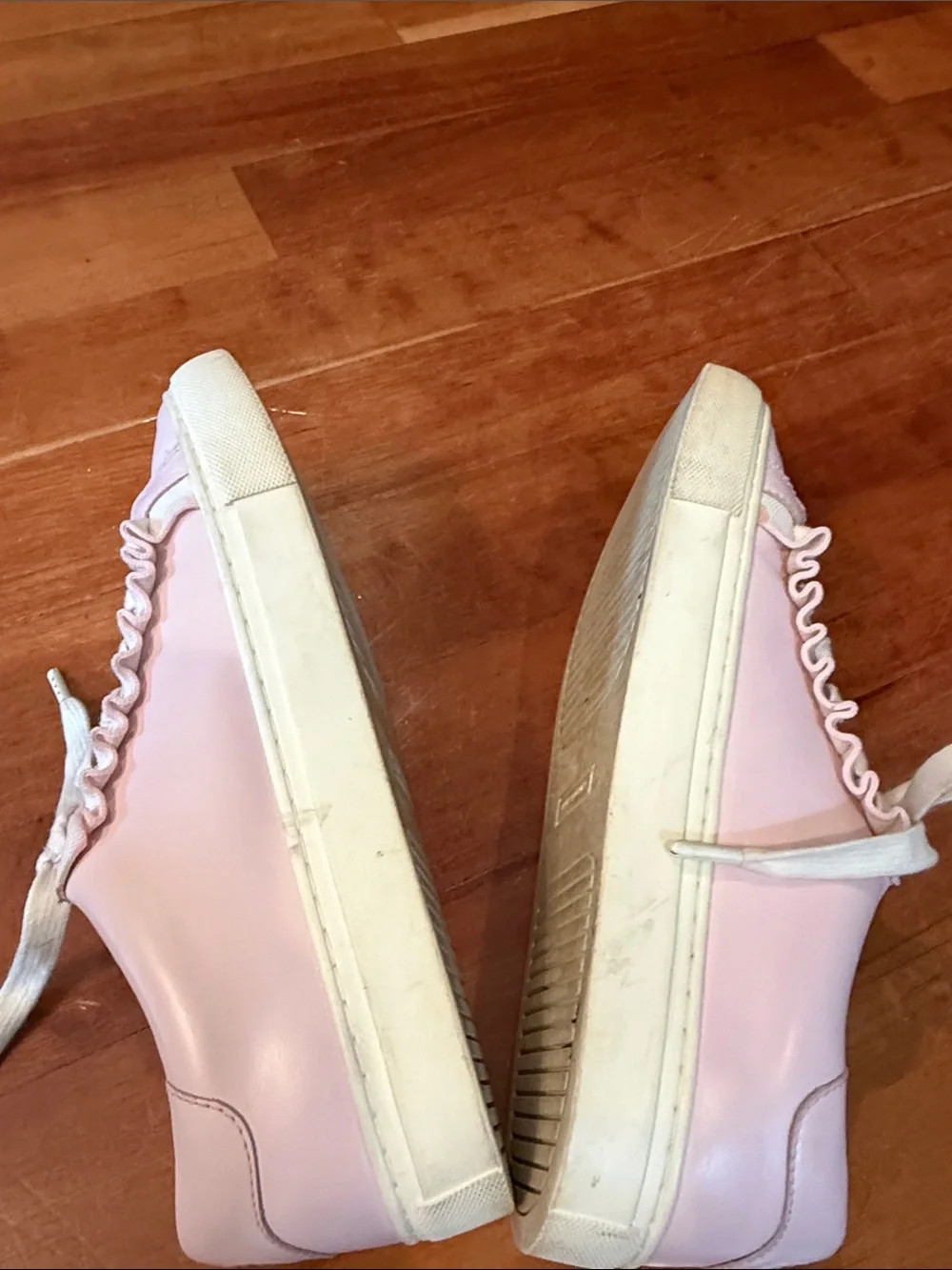 Tory Burch Pastel Pink Ruffle Lace-Up Sneakers